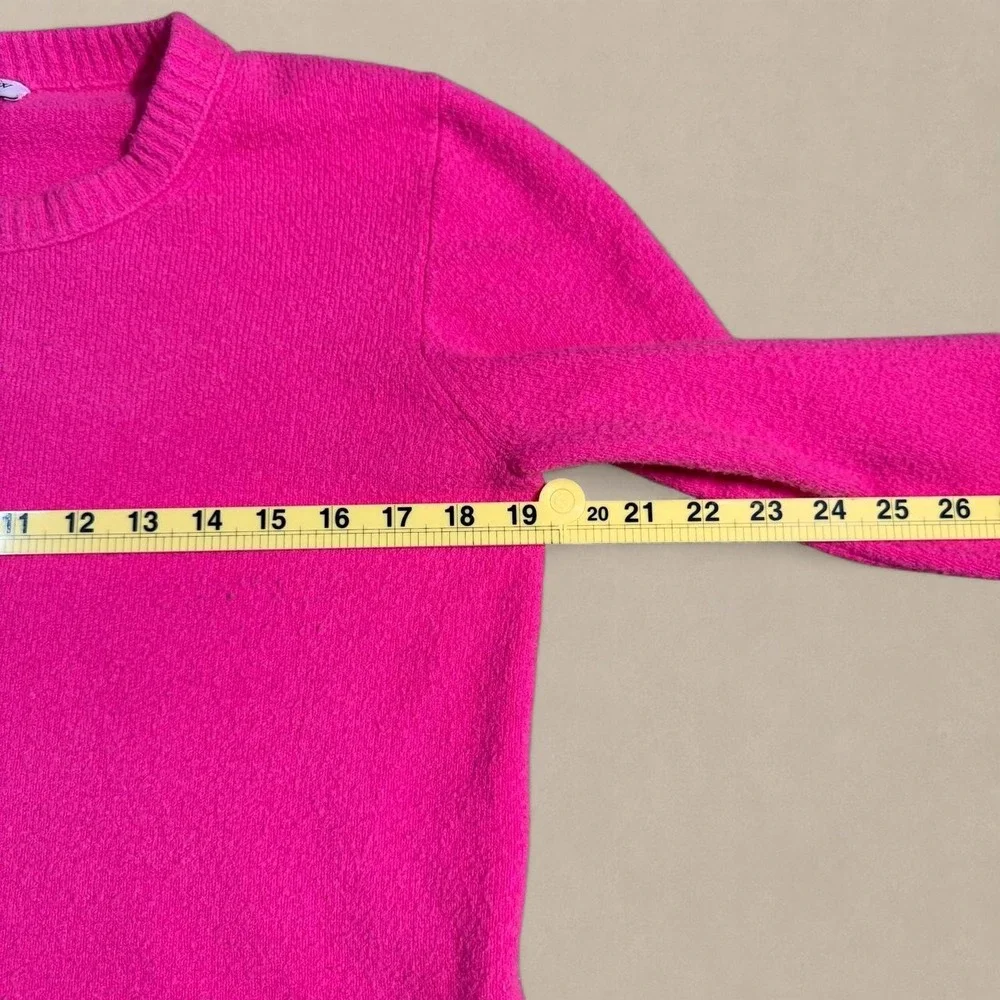 J.Crew Hot Pink Fuzzy Crewneck Sweater Women's M Wool Blend Cozy Preppy